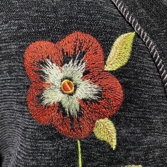 Vintage Daniel K Velvet Floral Embroidered Coat Size L Black. - Picture 3 of 10